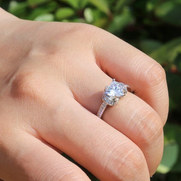 🔥 Sweet Heart Crystal Clear CZ Anillo Trendy Silver Ring for Women, VIP447 - Picture 5 of 9